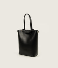 Load image into Gallery viewer, Pazar Tote Nano Grape leather Black with white stitching