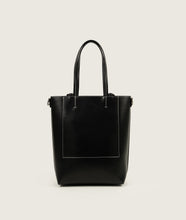 Load image into Gallery viewer, Pazar Tote Nano Grape leather Black with white stitching