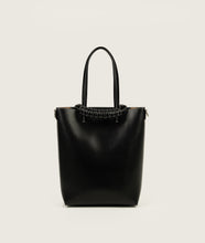 Load image into Gallery viewer, Pazar Tote Nano Grape leather Black with white stitching
