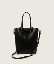 Load image into Gallery viewer, Pazar Tote Nano Grape leather Black with white stitching