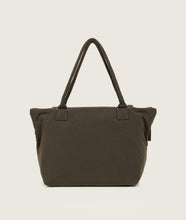 Load image into Gallery viewer, Nylon I Pazar Tote M I brown plant dyed japanese nylon I back view I showing the iconic SAGAN closure strap I white background