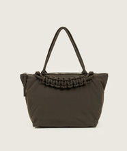 Load image into Gallery viewer, Nylon I Pazar Tote M I brown plant dyed japanese nylon I front view I showing the iconic SAGAN closure strap I white background