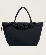 Load image into Gallery viewer, Nylon I Pazar Tote XL I brown plant dyed japanese nylon I front view I showing the iconic SAGAN closure strap I white background