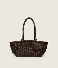 Load image into Gallery viewer, Woven I Pazar Tote Boat Handwoven I brown I back view I white background