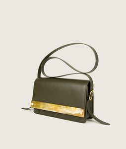 Crossbody M Olive green with horn