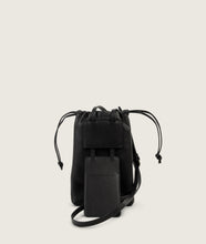 Load image into Gallery viewer, FORMA I Bourse Bag I Black I front view I showing the smart way how to access the pocket for your cards I white background