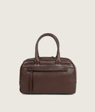 Load image into Gallery viewer, Watoji I Day Runner 28 I brown I frontal view with front pocket and white japanese stitch detail I white background
