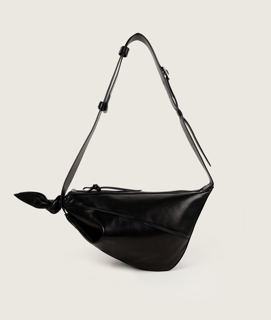 Furoshiki Crossbody Bag M Soft Lamb Leather Black