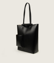 Load image into Gallery viewer, Pazar Book Tote Grape Leather Black with Black Stitching