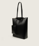 Load image into Gallery viewer, Pazar I Pazar Book Tote Grape Leather Black with Black Stitching I side view I white background