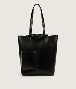 Pazar Book Tote Grape Leather Black with Black Stitching