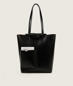 Pazar Book Tote Grape Leather Black with Black Stitching