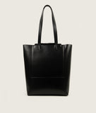 Load image into Gallery viewer, Pazar I Pazar Book Tote Grape Leather Black with Black Stitching I back view I white background