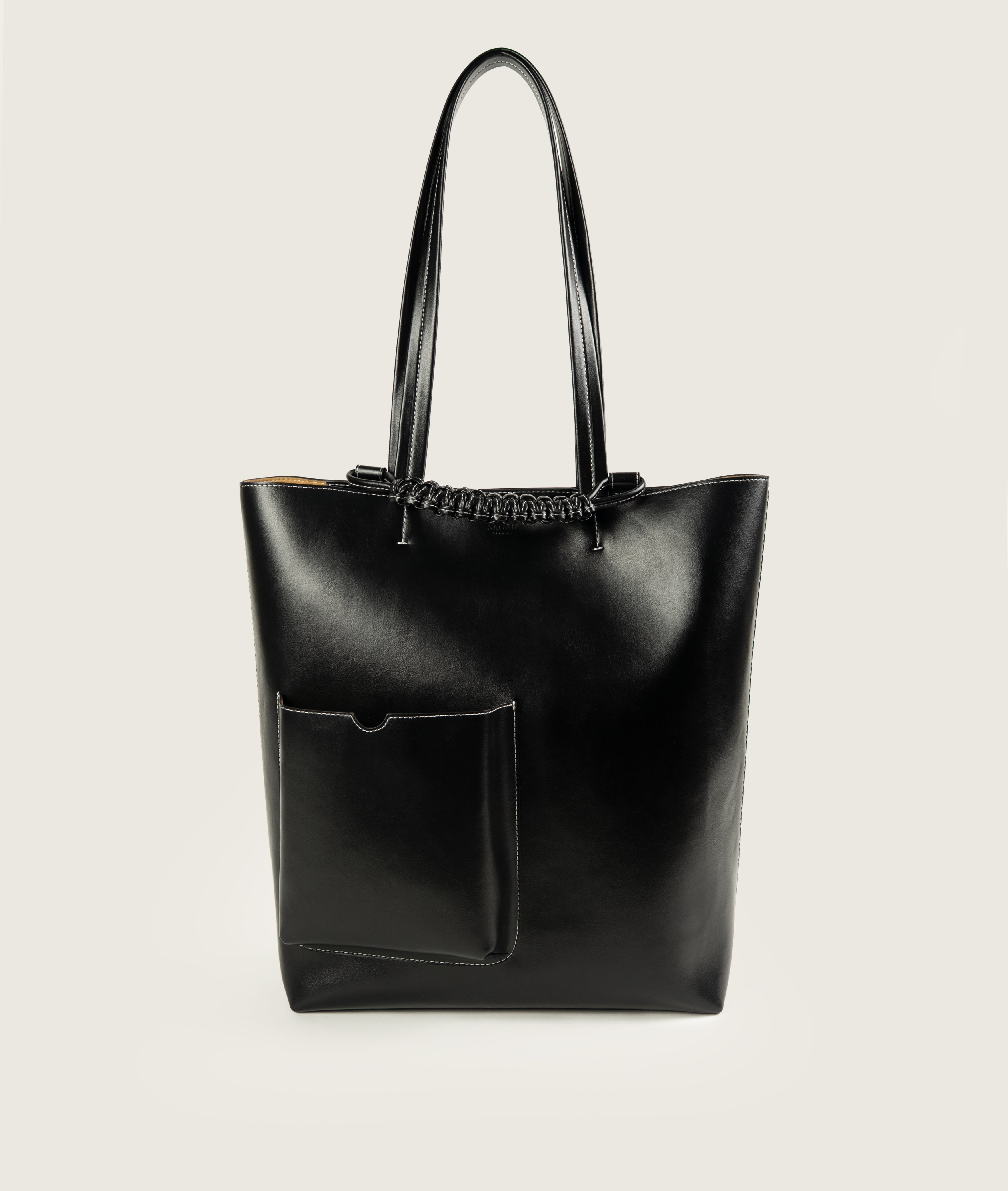 バッグ SAGAN Vienna PAZAR BOOK TOTE BLACK Pazar Book Tote Grape Leather Black with white Stitching