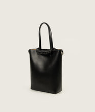 Load image into Gallery viewer, Pazar Tote Nano Grape leather Black with white stitching