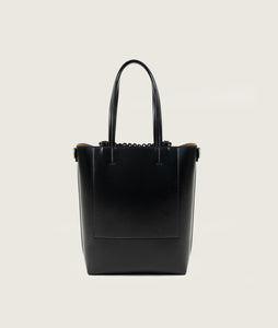 Pazar Tote Nano Grape leather Black with black stitching