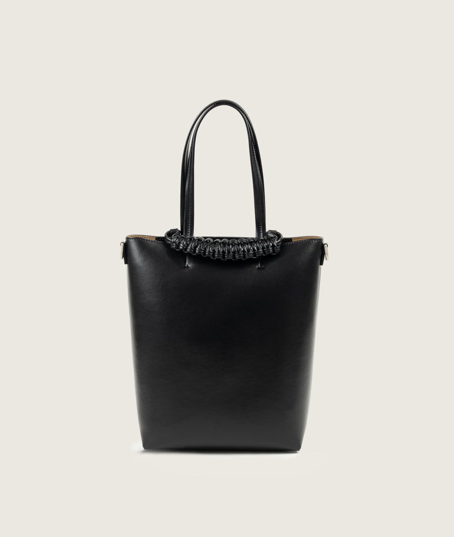 Pazar Tote Nano Grape leather Black with black stitching