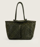 Load image into Gallery viewer, Pazar Book Tote Wide Olive Handwoven Leather