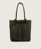 Load image into Gallery viewer, Pazar Book Tote Olive Handwoven Leather