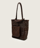 Load image into Gallery viewer, Pazar Book Tote Wiener Geflecht Brown Handwoven Leather