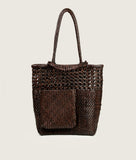Load image into Gallery viewer, Pazar Book Tote Wiener Geflecht Brown Handwoven Leather