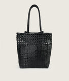 Load image into Gallery viewer, Pazar Book Tote Wiener Geflecht Black Handwoven Leather