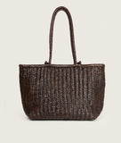 Load image into Gallery viewer, Pazar Book Tote Wide Brown Handwoven Leather