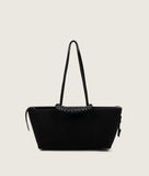 Load image into Gallery viewer, Pazar I Pazar Tote Boat I suede black I showing iconic SAGAN closing system I front view I white background