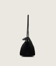Load image into Gallery viewer, Pazar I Pazar Tote Boat I suede black I showing iconic SAGAN closing system I side view I white background
