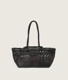 Load image into Gallery viewer, Pazar Tote Boat Wiener Geflecht Black Handwoven Leather