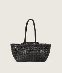 Pazar Tote Boat Handwoven wiener geflecht Black