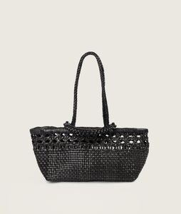 Pazar Tote Boat Handwoven wiener geflecht Black