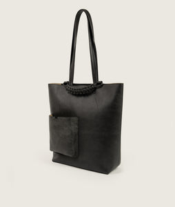 Pazar I Pazar Book Tote Antique Black I side view I white background