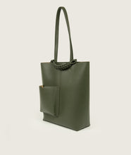 Load image into Gallery viewer, Pazar I Pazar Book Tote Olive Green I side view I white background