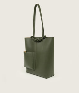 Pazar I Pazar Book Tote Olive Green I side view I white background