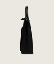 Load image into Gallery viewer, Pazar Magazine Tote Black I side view I showing the signature braided handle I white background