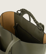 Load image into Gallery viewer, Pazar Book Tote Olive Green Smooth Leather