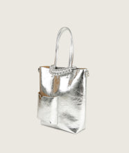 Load image into Gallery viewer, Pazar Book Tote Nano Silver Soft Lamb Leather