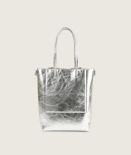 Load image into Gallery viewer, Pazar Book Tote Nano Silver Soft Lamb Leather