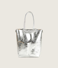 Load image into Gallery viewer, Pazar Book Tote Nano Silver Soft Lamb Leather