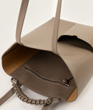 Load image into Gallery viewer, Pazar I Pazar Book Tote Grayge I inside view I showing the signature braided handle and the inner zip pocket I white background