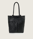 Load image into Gallery viewer, Pazar Book Tote Wiener Geflecht Black Handwoven Leather