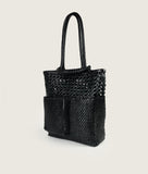 Load image into Gallery viewer, Pazar Book Tote Wiener Geflecht Black Handwoven Leather