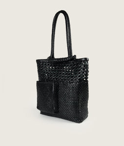 Pazar Book Tote Wiener Geflecht Black Handwoven Leather – sagan-vienna