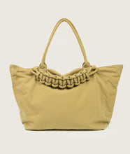 Load image into Gallery viewer, Nylon I Pazar Tote XL plant dyed nylon I beige I front view I showing the iconic SAGAN closure strap I white background 