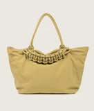 Load image into Gallery viewer, Nylon I Pazar Tote XL plant dyed nylon I beige I front view I showing the iconic SAGAN closure strap I white background 
