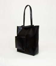 Load image into Gallery viewer, Pazar Book Tote Grape leather Black with white stitching