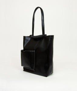 Pazar Book Tote Grape leather Black with white stitching