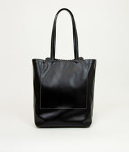 Load image into Gallery viewer, Pazar Book Tote Grape leather Black with white stitching