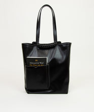 Load image into Gallery viewer, Pazar Book Tote Grape leather Black with white stitching